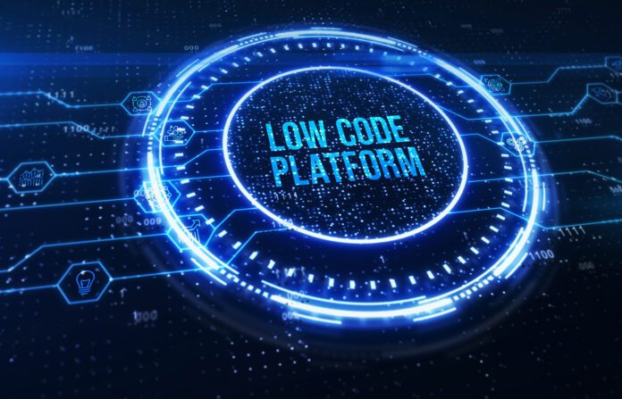 Low Code software development platform technology concept.