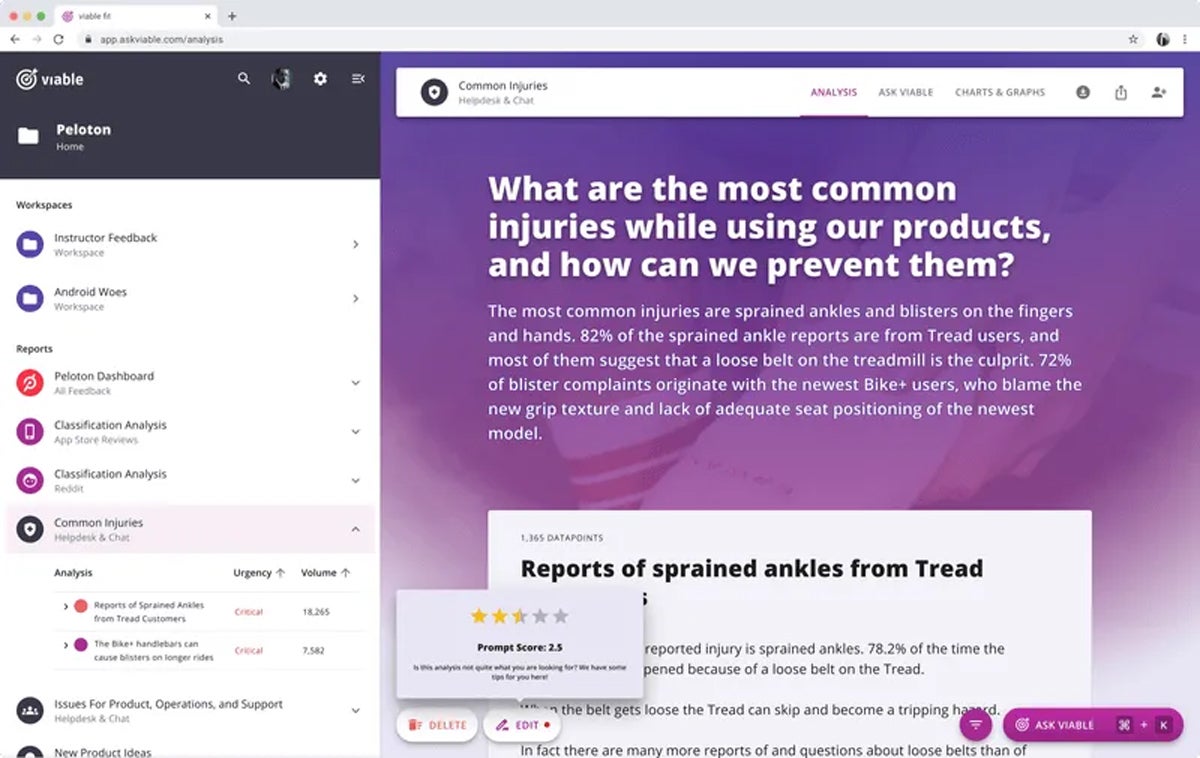 For product management and maintenance, users can benefit from generative AI tools like Viable that consolidate data from multiple sources and create narrative-style, easy-to-understand recommendations for how to improve products.