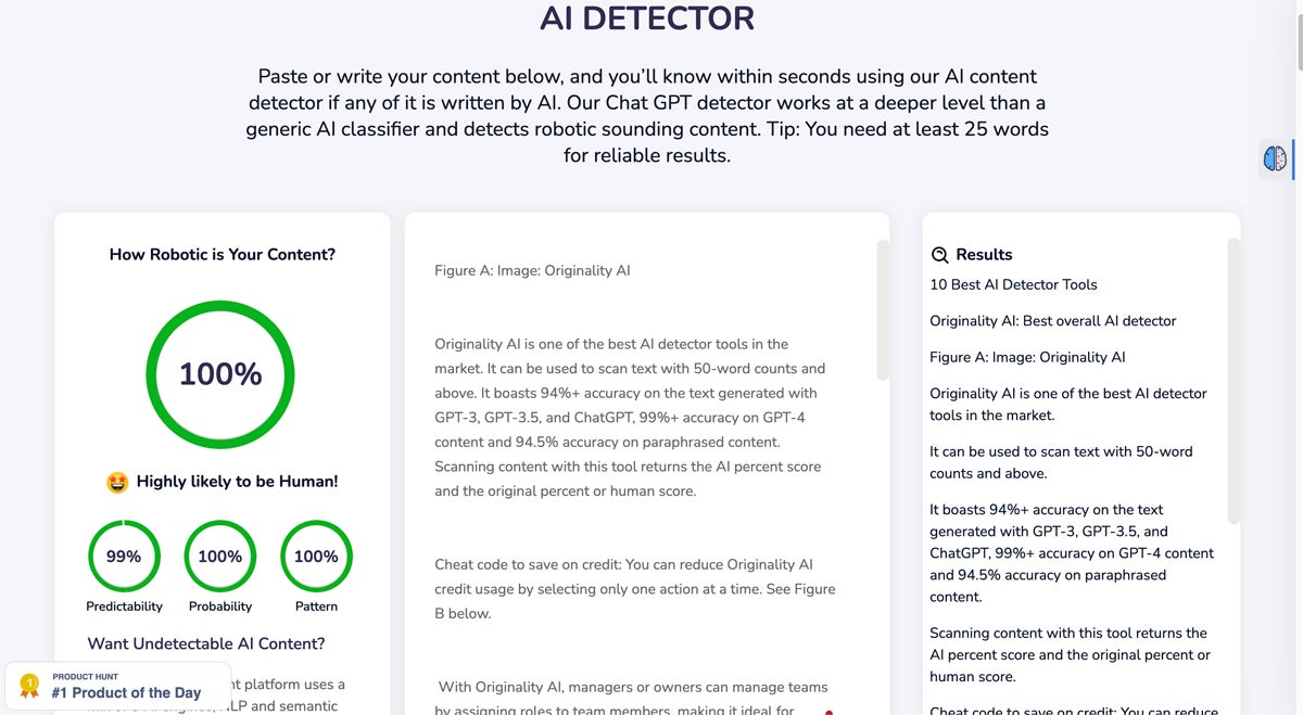 Result of analysis of sample text from this article.