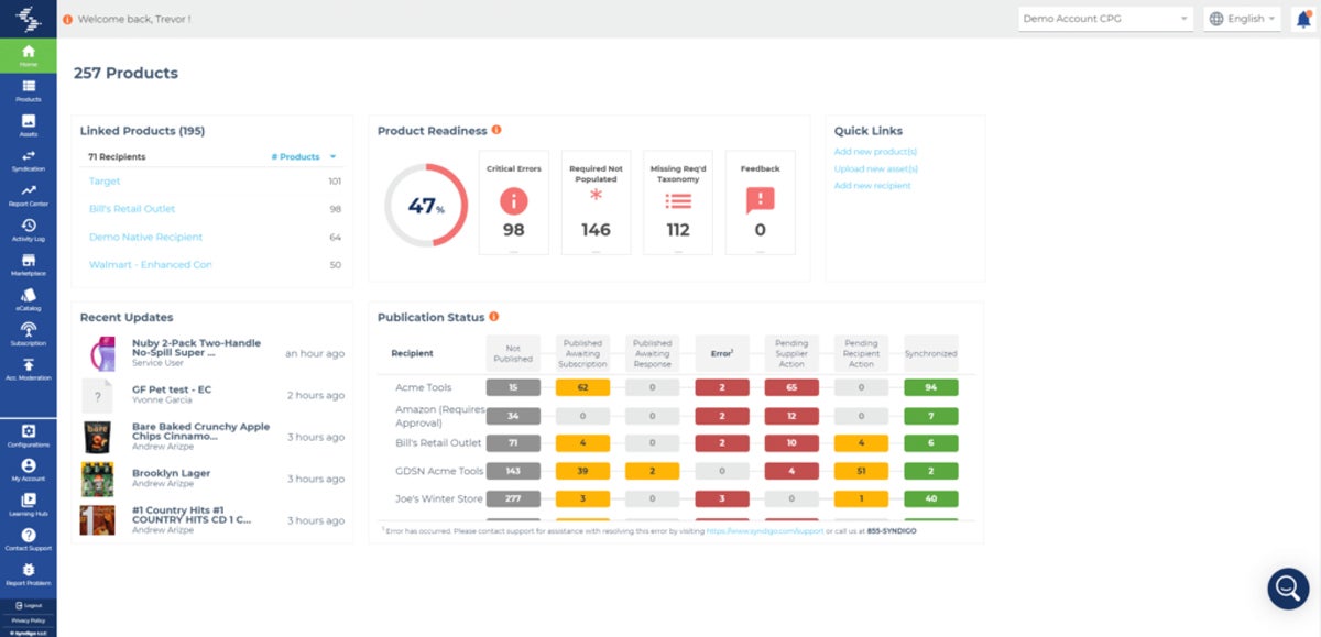 Syndigo dashboard.