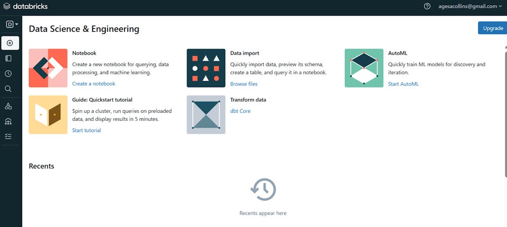 Data science and engineering dashboard in Databricks’ community edition.